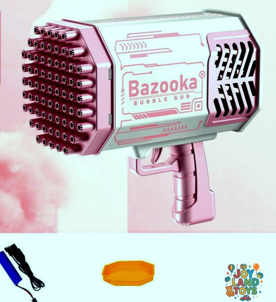 Joy Land Toys Bubble Gun Rocket 69 Holes Soap Bubbles Machine Gun Shape Automatic Blower With Light Toys For Kids Pomperos