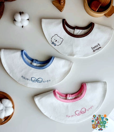 Joy Land Toys Cotton Baby Bib Set (3 Pcs) – Waterproof & Stain-Resistant Infant Feeding Bibs