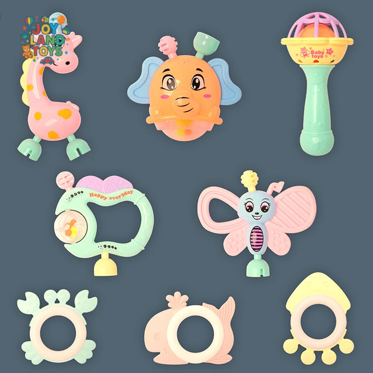 Joy Land Toys Baby Rattle 8-Piece Set – Sensory Development Toys for Infants