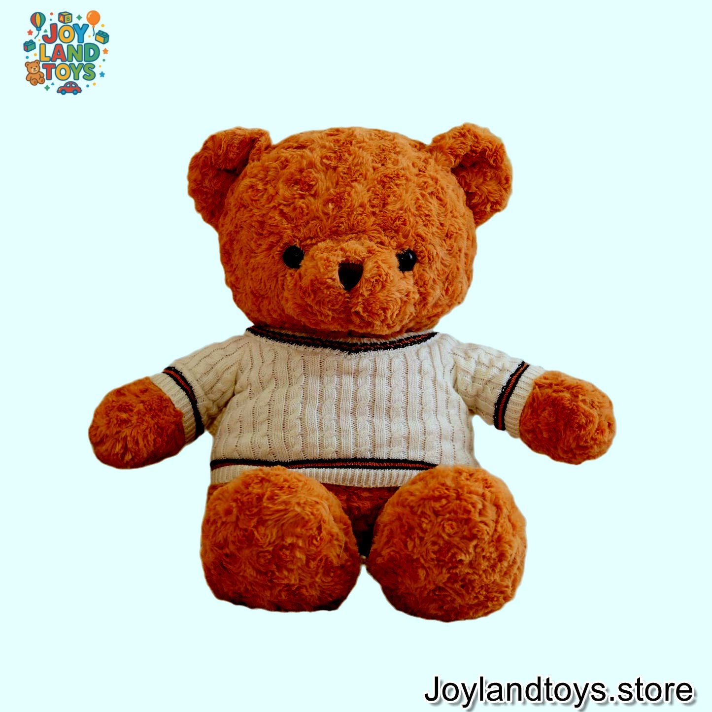 Joy Land Toys – White Sweater Bear Plush Doll | Soft Cuddly Toy Gift for Kids & Adults