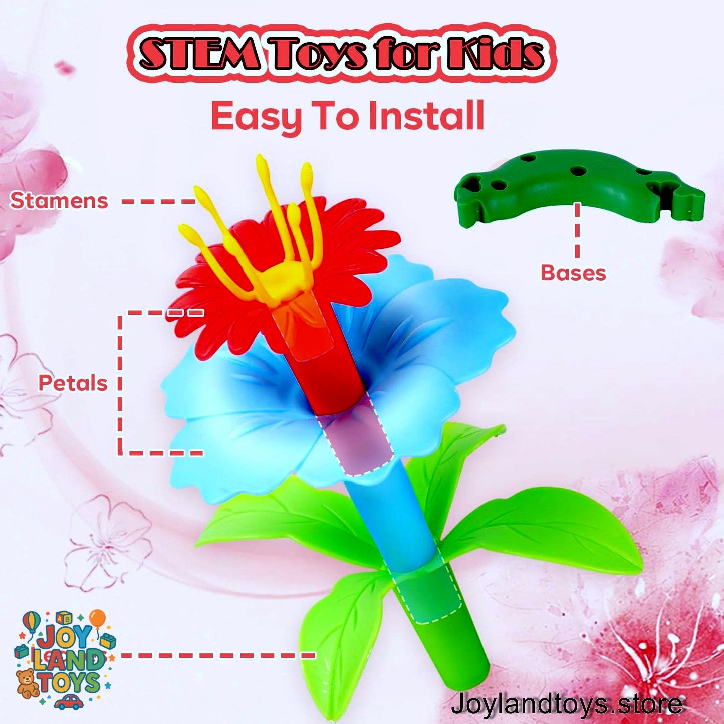 Joy Land Toys – 46 PCS Flower Garden Building Toy for Kids (STEM Educational Play Set)