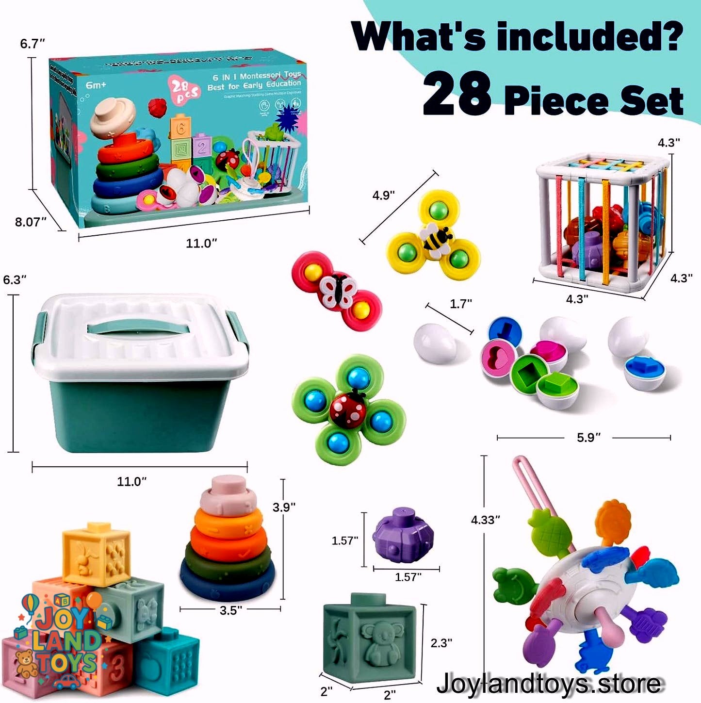 Joy Land Toys – 6-in-1 Montessori Baby Toy Set | Sensory, Teething & Learning Toys for 6–36 Months