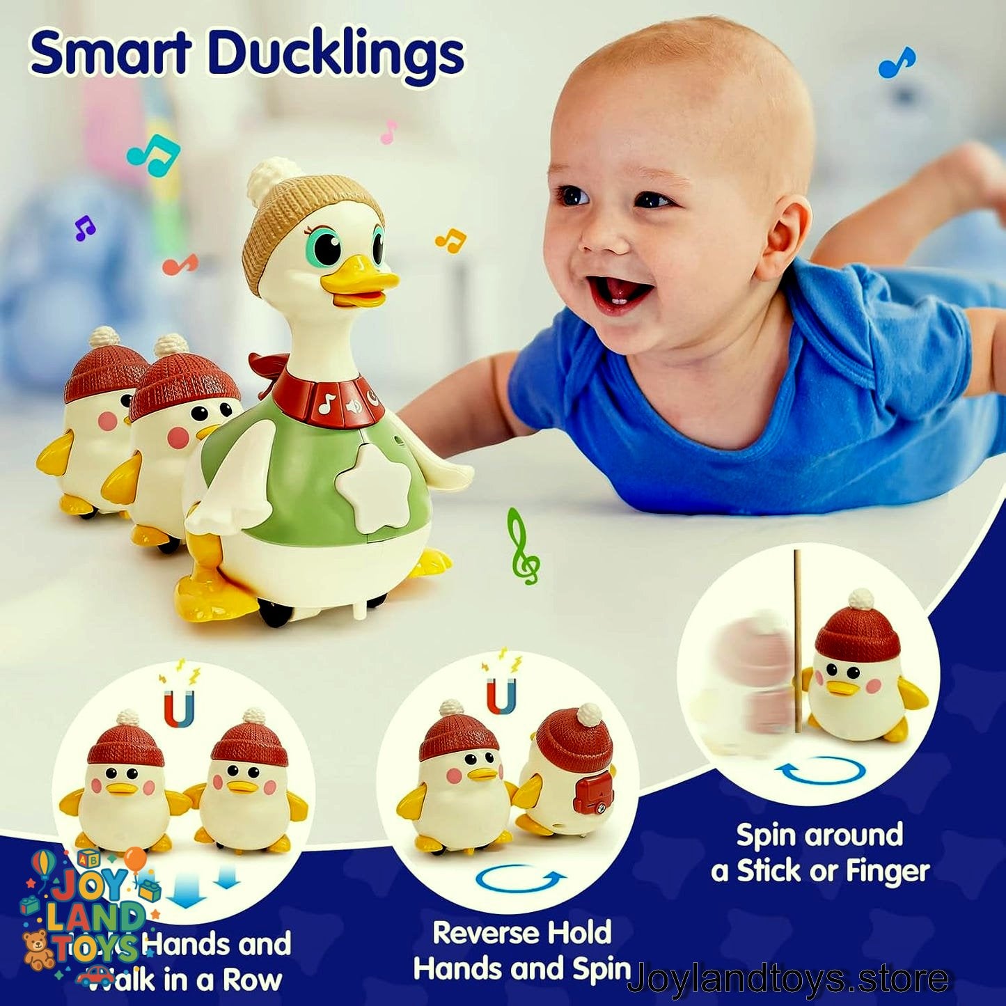 Joy Land Toys – HOLA Baby Toys 6–12 Months Musical Dancing Duck Toy Set | Tummy Time, Crawling & Interactive Learning Toy