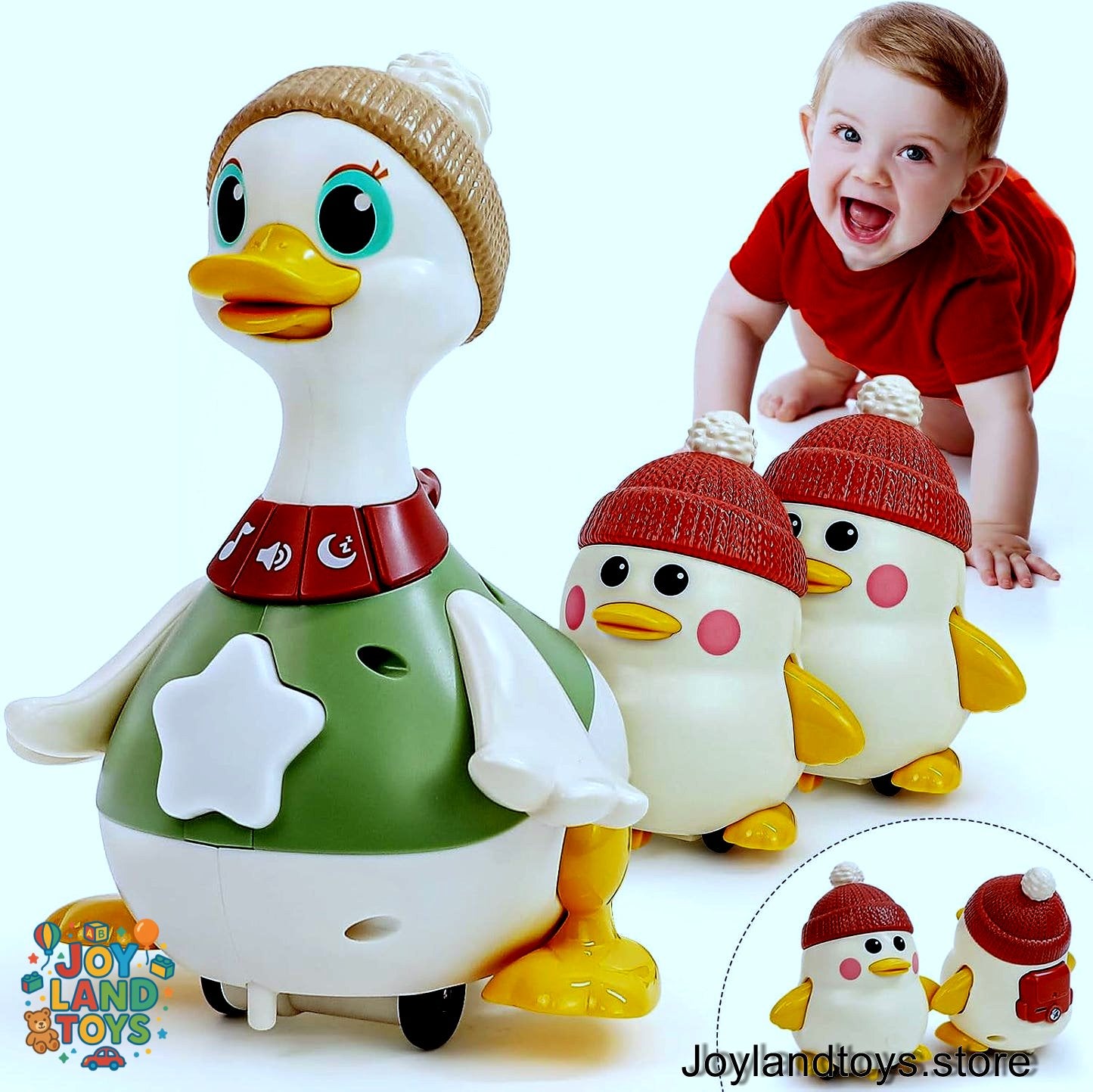 Joy Land Toys – HOLA Baby Toys 6–12 Months Musical Dancing Duck Toy Set | Tummy Time, Crawling & Interactive Learning Toy
