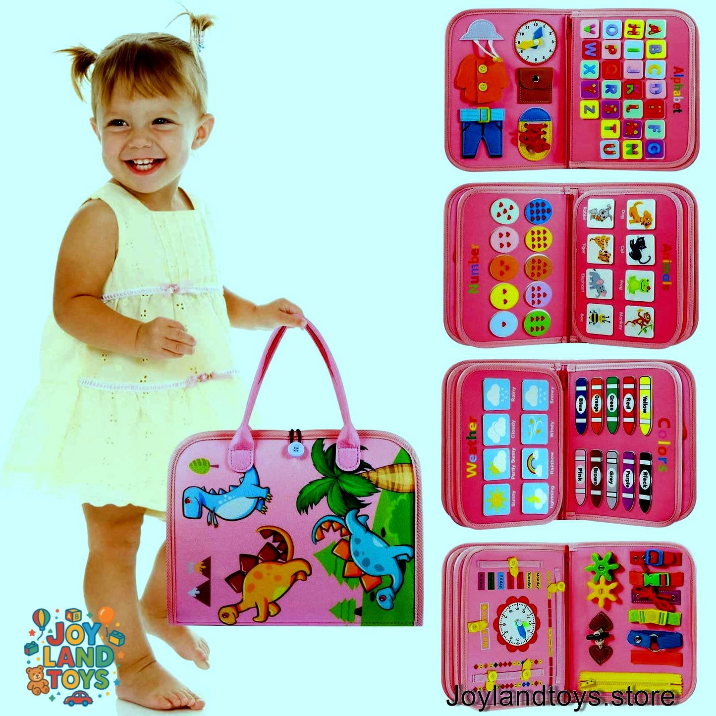 Joy Land Toys Montessori Busy Board for Toddlers – 26-in-1 Educational Learning Toy