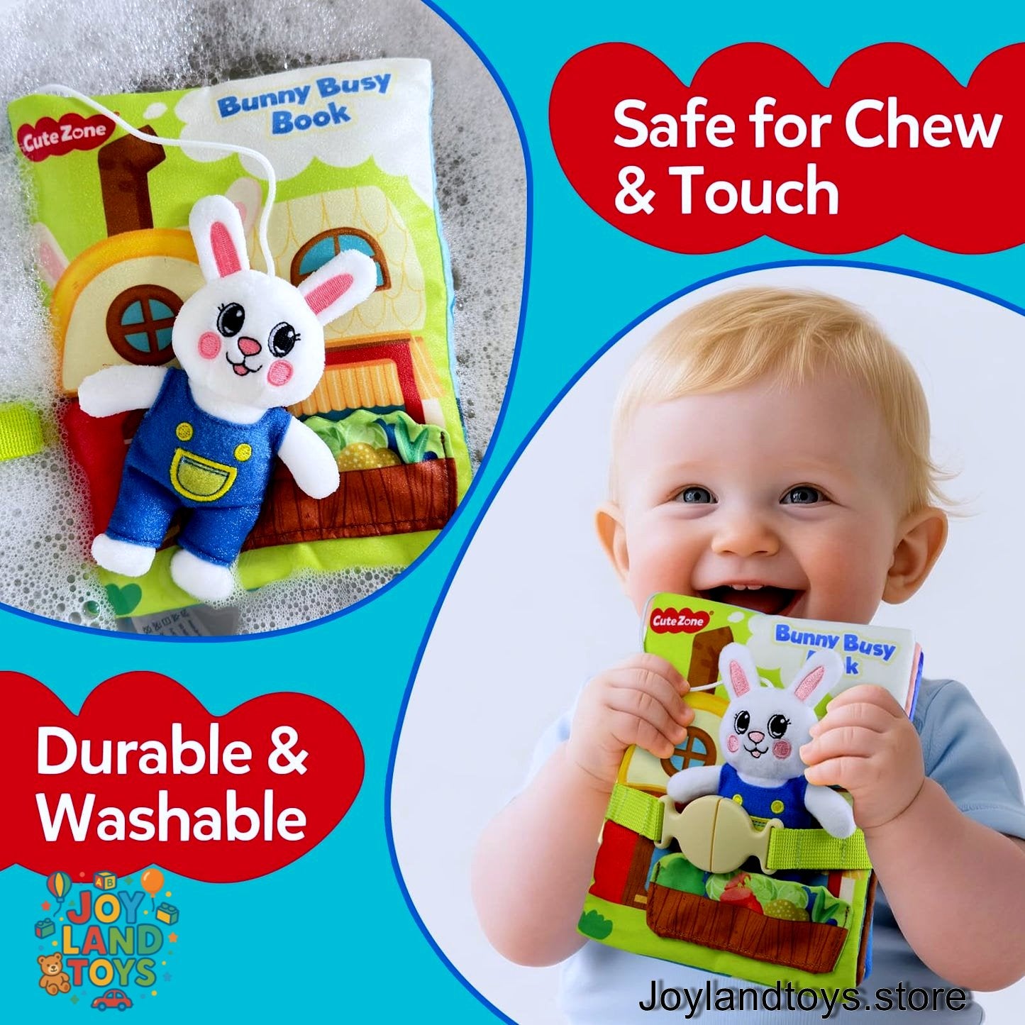 Joy Land Toys – 2-in-1 Interactive Set: Busy Book & Always-There Bunny Friend