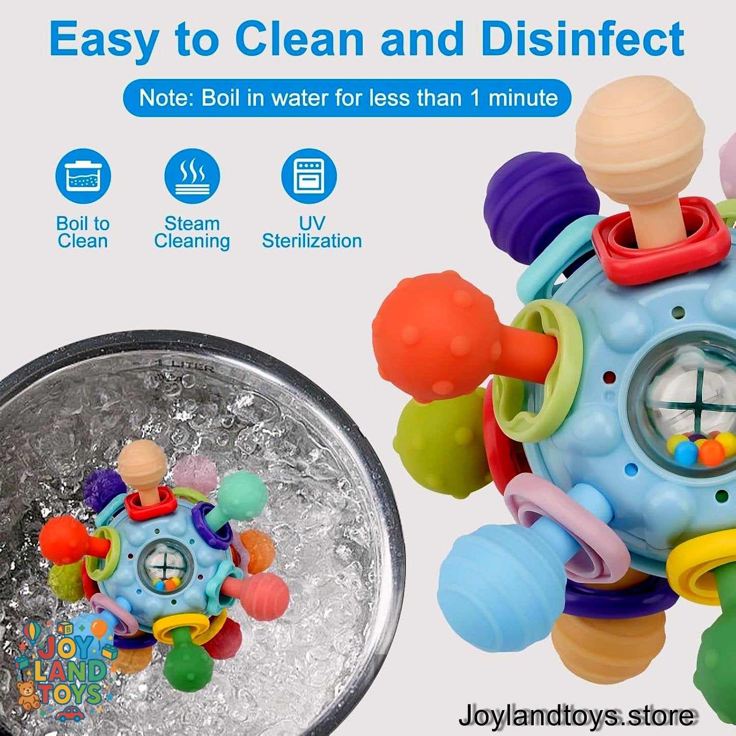 Joy Land Toys – Multi-Sensory Baby Teething Rattle Toy | Montessori Developmental Toy for 0–12 Months
