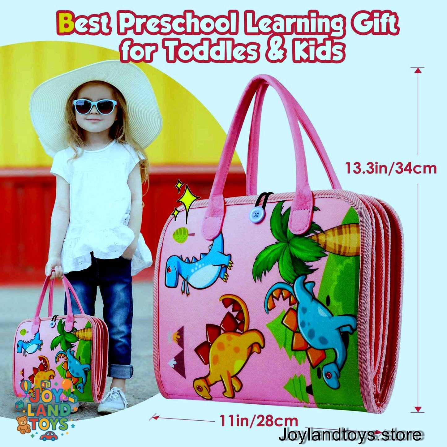 Joy Land Toys Montessori Busy Board for Toddlers – 26-in-1 Educational Learning Toy