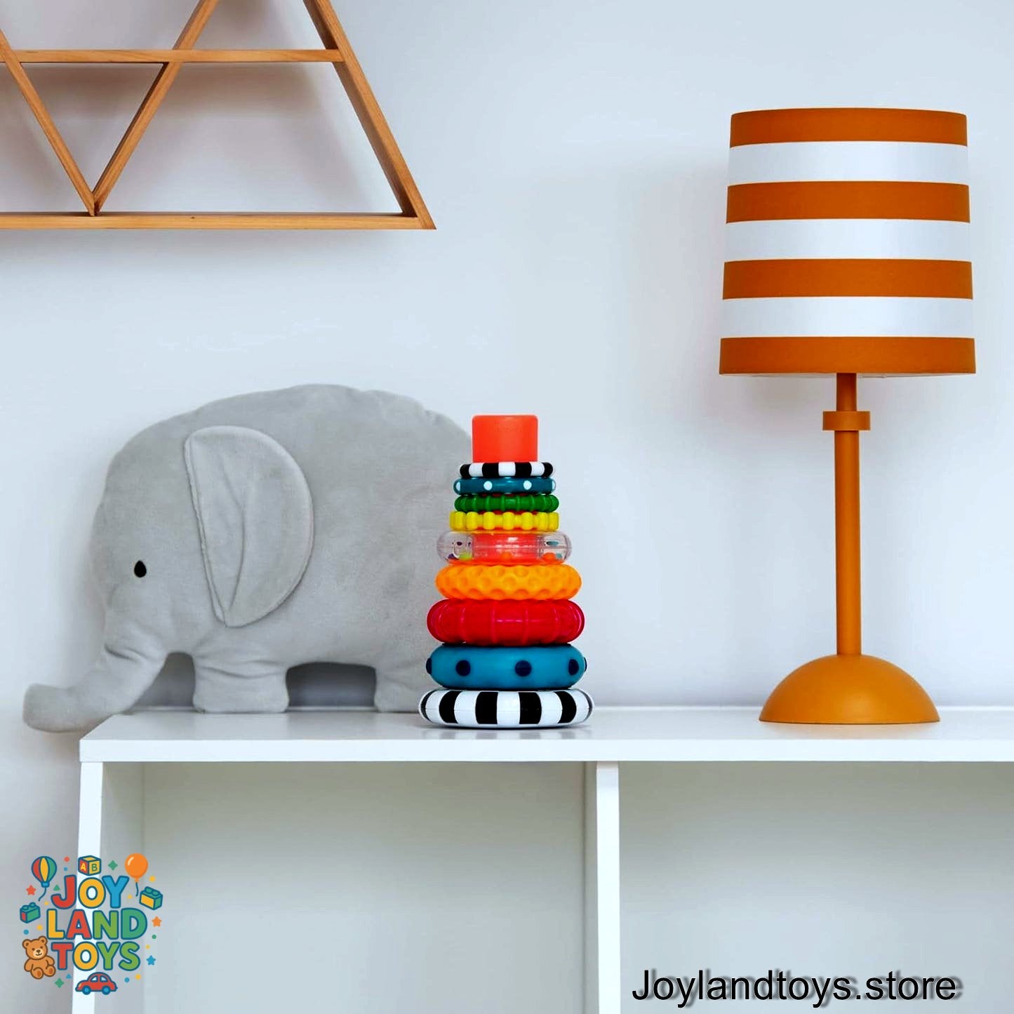 Joy Land Toys – Sassy Stacks of Circles Stacking Ring STEM Learning Toy, Age 6+ Months, Multi, 9-Piece Set