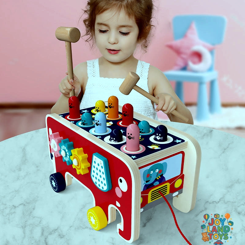 Joy Land Toys Wooden Cartoon Hamster Whack Toy – Montessori Learning & Hand-Eye Coordination Toy for Toddlers