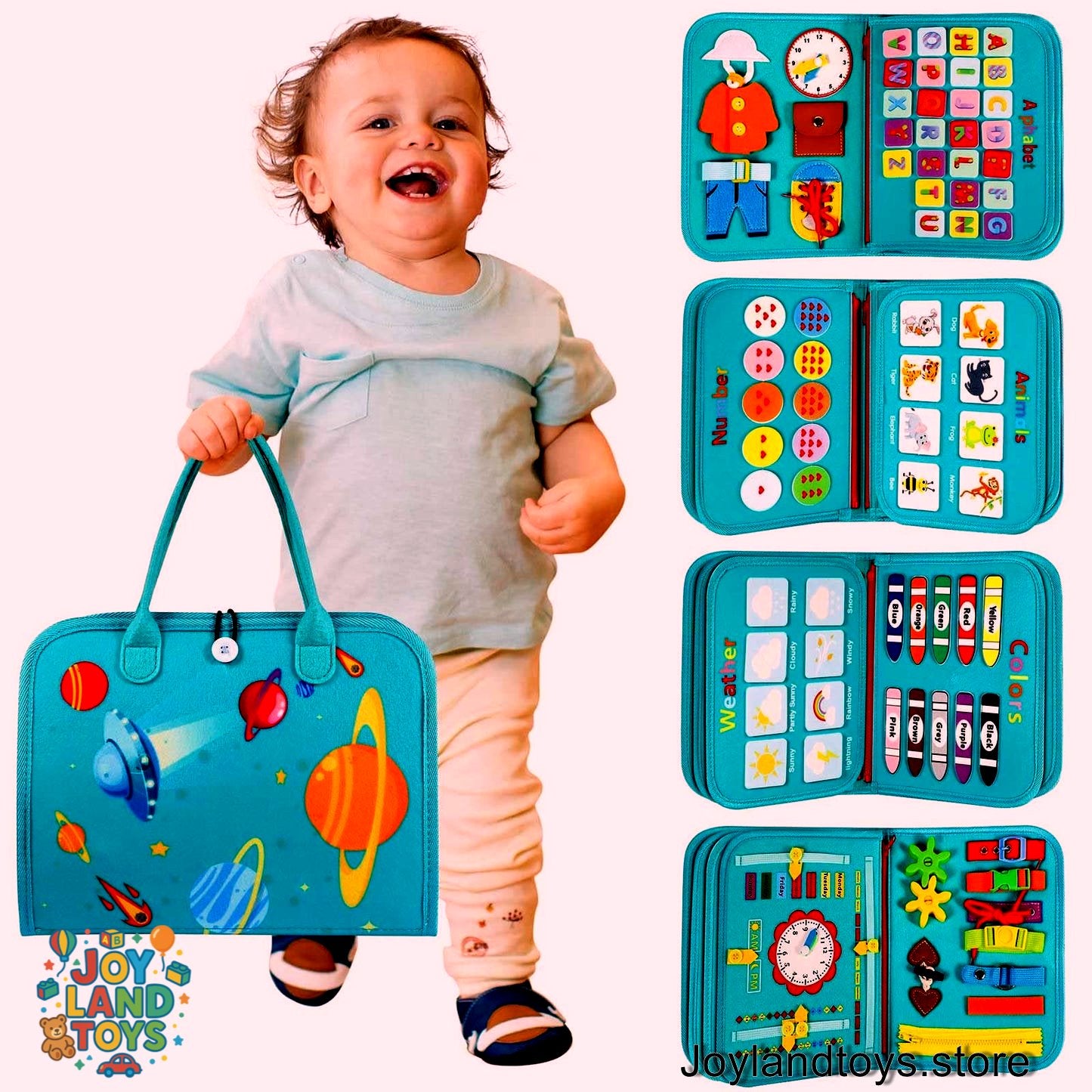 Joy Land Toys Montessori Busy Board for Toddlers – 26-in-1 Educational Learning Toy