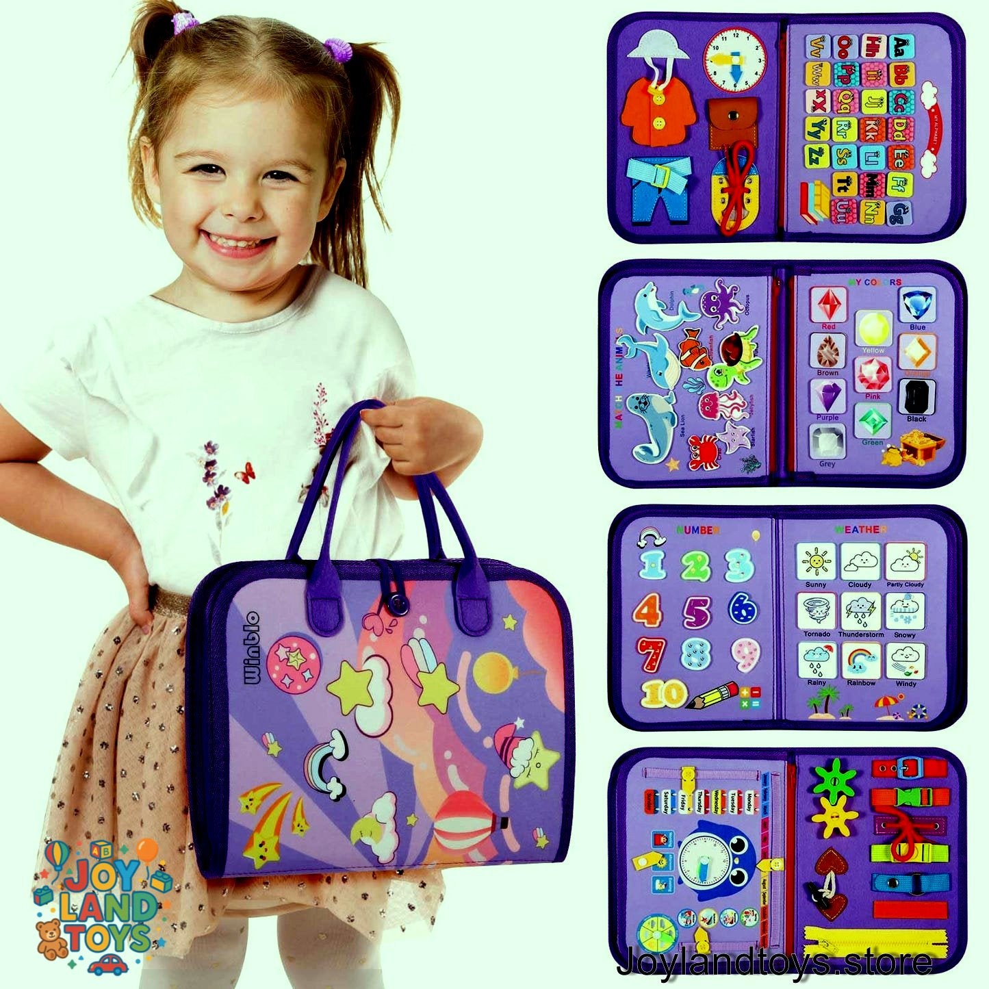 Joy Land Toys Montessori Busy Board for Toddlers – 26-in-1 Educational Learning Toy