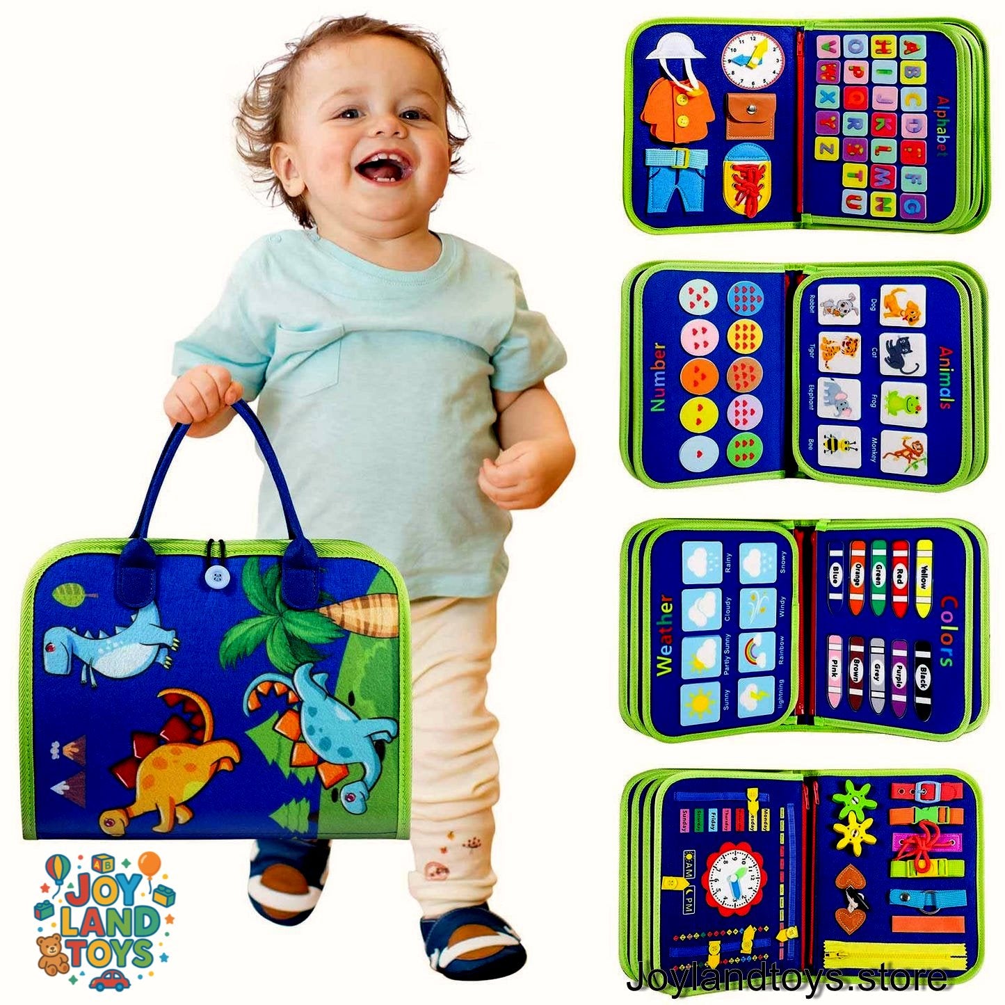 Joy Land Toys Montessori Busy Board for Toddlers – 26-in-1 Educational Learning Toy