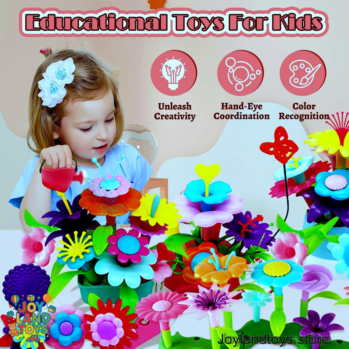 Joy Land Toys – 46 PCS Flower Garden Building Toy for Kids (STEM Educational Play Set)