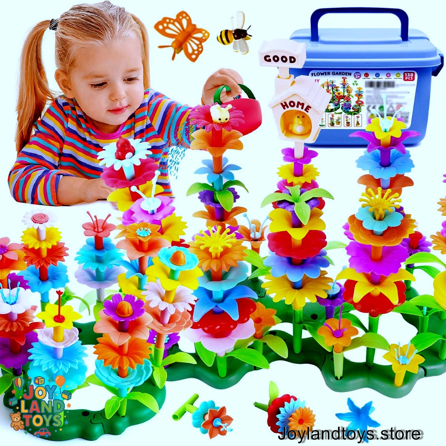Joy Land Toys – 46 PCS Flower Garden Building Toy for Kids (STEM Educational Play Set)