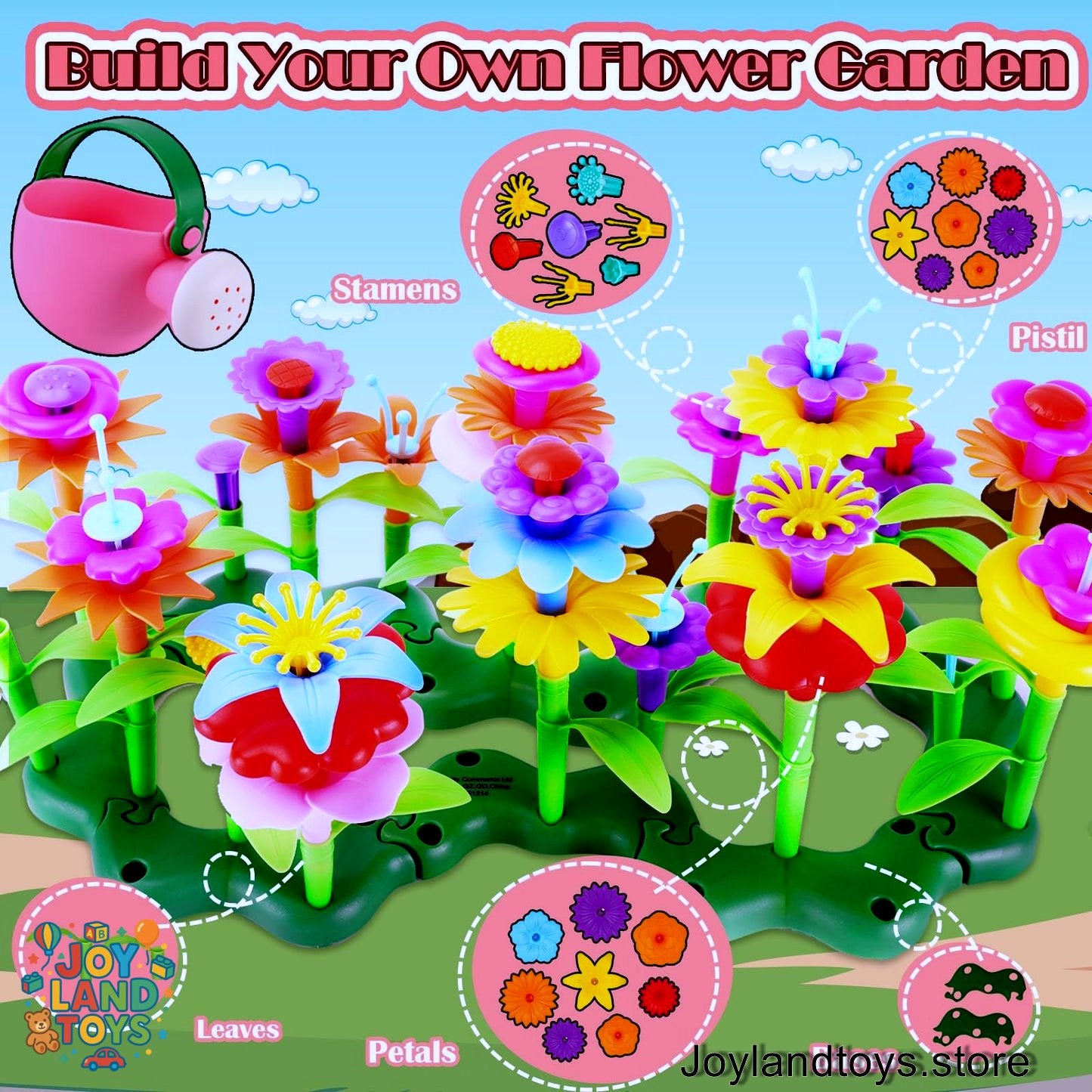 Joy Land Toys – 46 PCS Flower Garden Building Toy for Kids (STEM Educational Play Set)