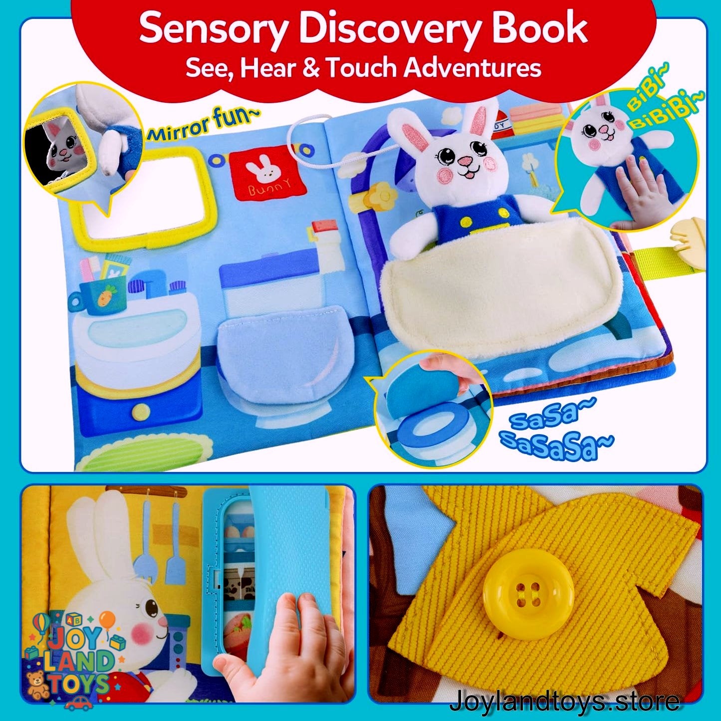 Joy Land Toys – 2-in-1 Interactive Set: Busy Book & Always-There Bunny Friend