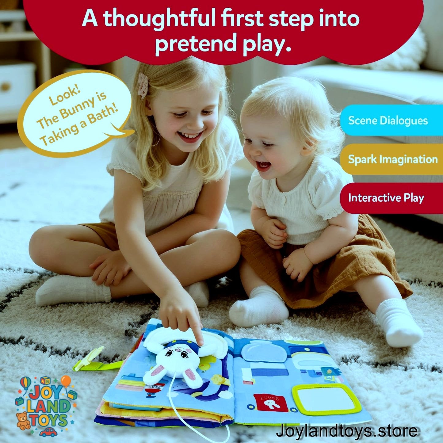 Joy Land Toys – 2-in-1 Interactive Set: Busy Book & Always-There Bunny Friend