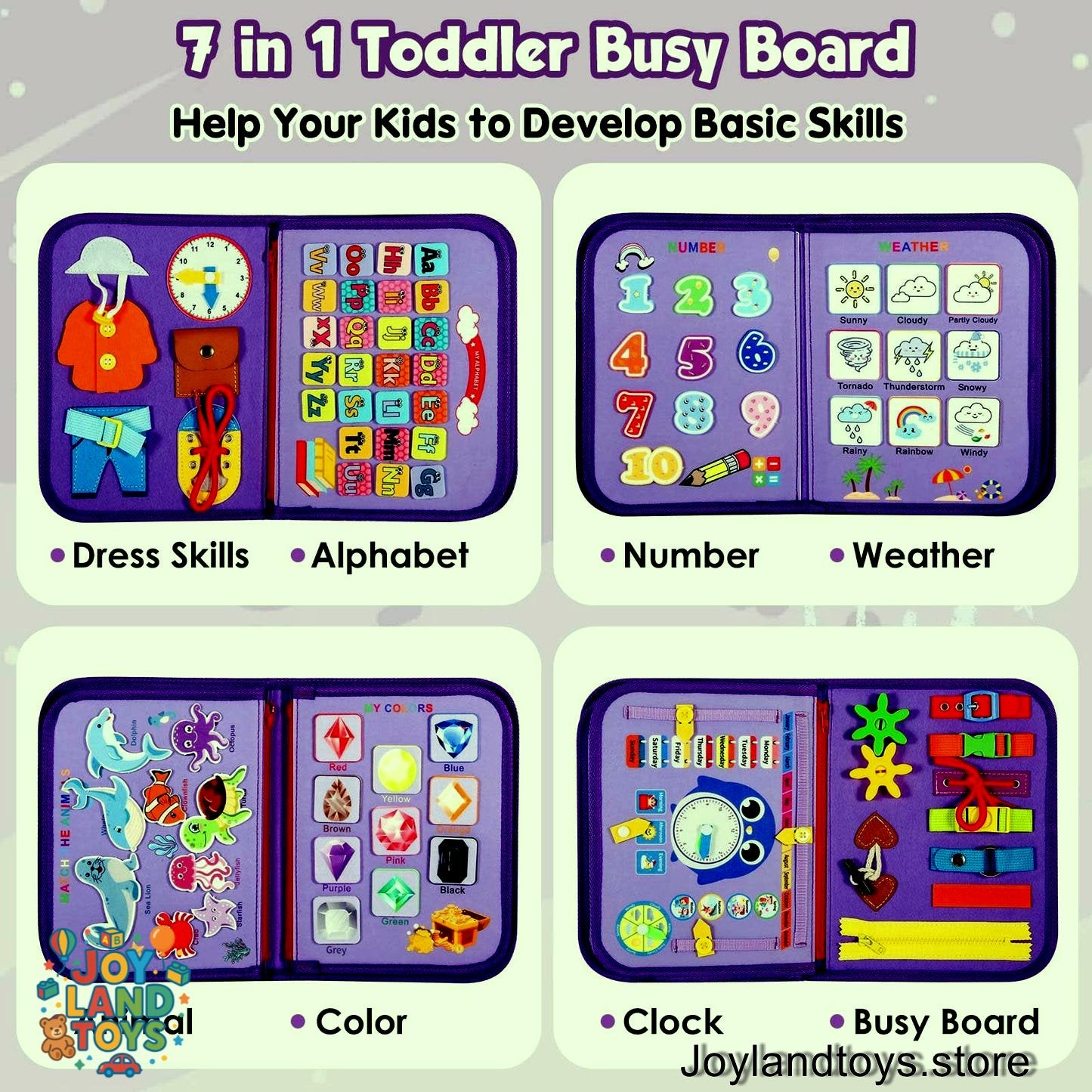 Joy Land Toys Montessori Busy Board for Toddlers – 26-in-1 Educational Learning Toy