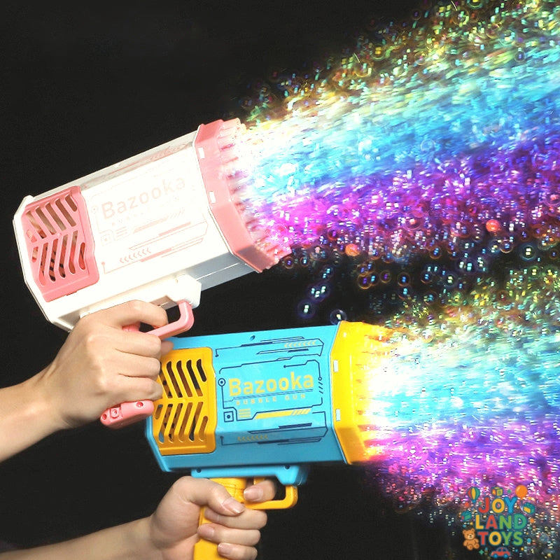 Joy Land Toys Bubble Gun Rocket 69 Holes Soap Bubbles Machine Gun Shape Automatic Blower With Light Toys For Kids Pomperos
