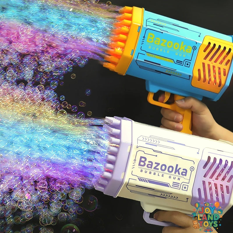 Joy Land Toys Bubble Gun Rocket 69 Holes Soap Bubbles Machine Gun Shape Automatic Blower With Light Toys For Kids Pomperos
