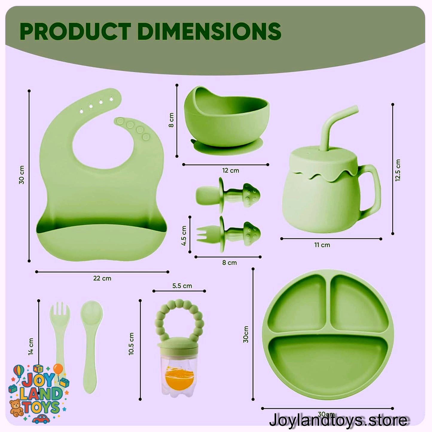 Joy Land Toys – 10-Piece Silicone Baby Feeding Set | Complete Self-Feeding Kit for Infants & Toddlers