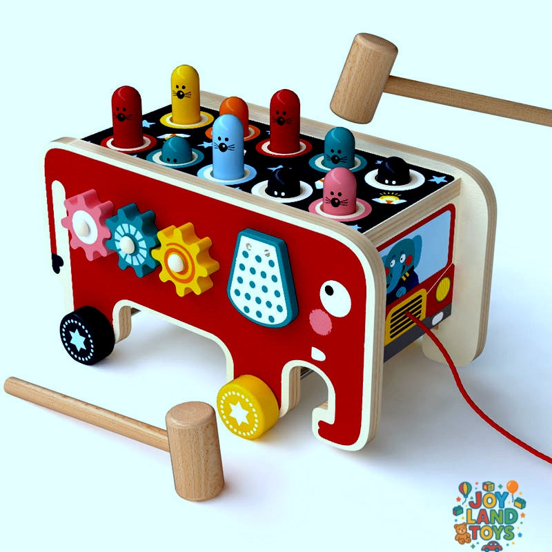 Joy Land Toys Wooden Cartoon Hamster Whack Toy – Montessori Learning & Hand-Eye Coordination Toy for Toddlers