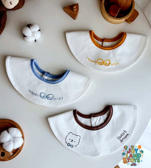 Joy Land Toys Cotton Baby Bib Set (3 Pcs) – Waterproof & Stain-Resistant Infant Feeding Bibs
