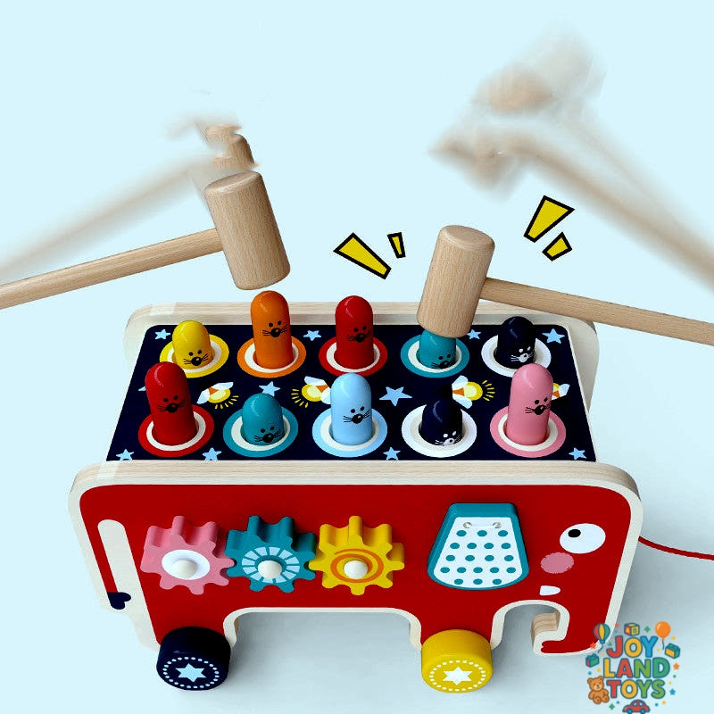 Joy Land Toys Wooden Cartoon Hamster Whack Toy – Montessori Learning & Hand-Eye Coordination Toy for Toddlers