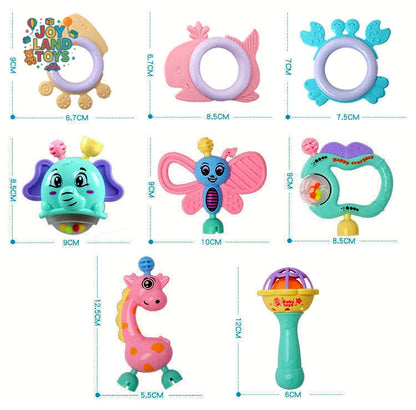 Joy Land Toys Baby Rattle 8-Piece Set – Sensory Development Toys for Infants