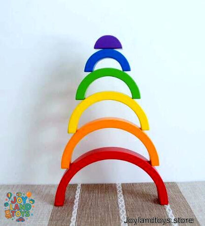 Joy Land Toys Wooden Building Block Set – 12-Piece Hand-Painted Natural Pine Toys
