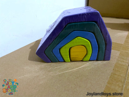Joy Land Toys Wooden Building Block Set – 12-Piece Hand-Painted Natural Pine Toys