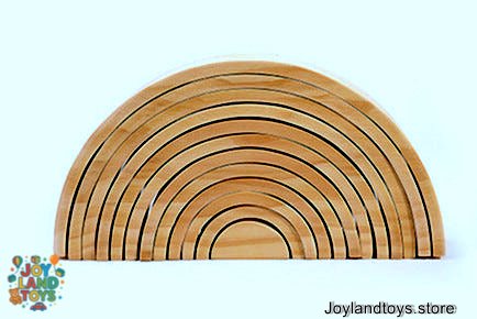 Joy Land Toys Wooden Building Block Set – 12-Piece Hand-Painted Natural Pine Toys