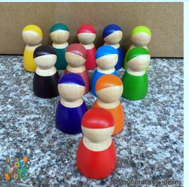 Joy Land Toys Wooden Building Block Set – 12-Piece Hand-Painted Natural Pine Toys
