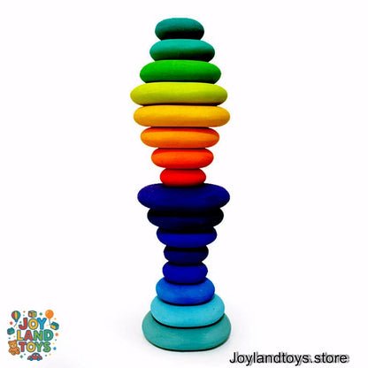 Joy Land Toys Wooden Building Block Set – 12-Piece Hand-Painted Natural Pine Toys