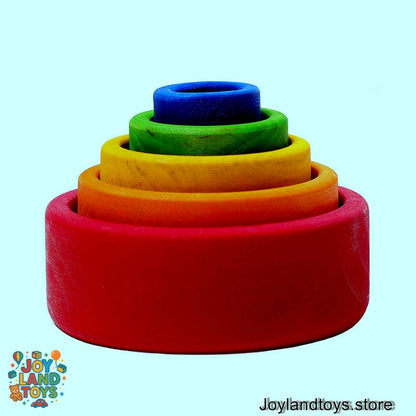 Joy Land Toys Wooden Building Block Set – 12-Piece Hand-Painted Natural Pine Toys