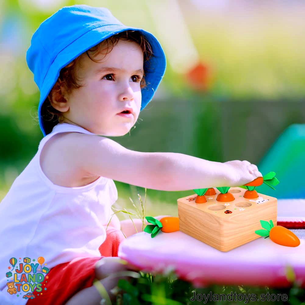 Joy Land Toys – Montessori Wooden Carrot Harvest Toy for Toddlers (Educational Sorting &amp; Matching Game