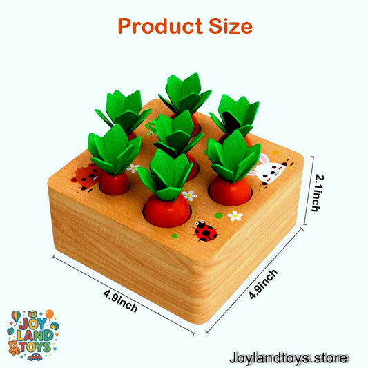 Joy Land Toys – Montessori Wooden Carrot Harvest Toy for Toddlers (Educational Sorting &amp; Matching Game