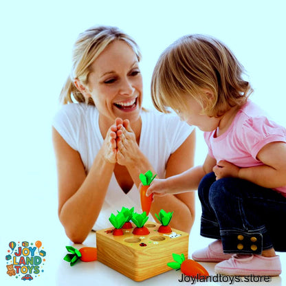 Joy Land Toys – Montessori Wooden Carrot Harvest Toy for Toddlers (Educational Sorting &amp; Matching Game