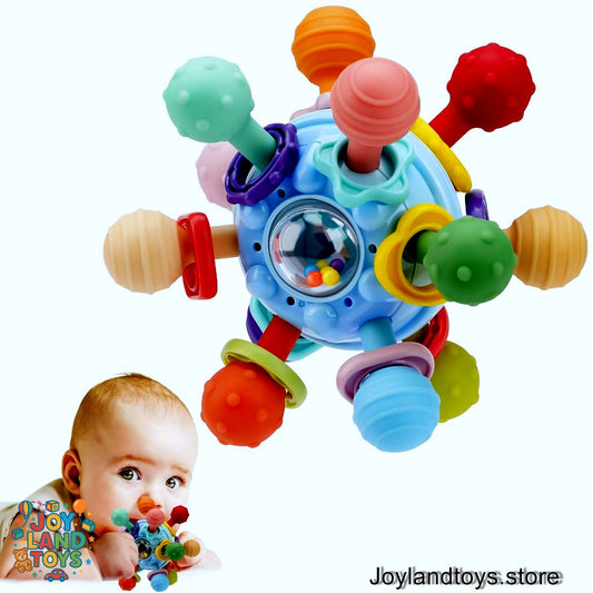 Joy Land Toys – Multi-Sensory Baby Teething Rattle Toy | Montessori Developmental Toy for 0–12 Months