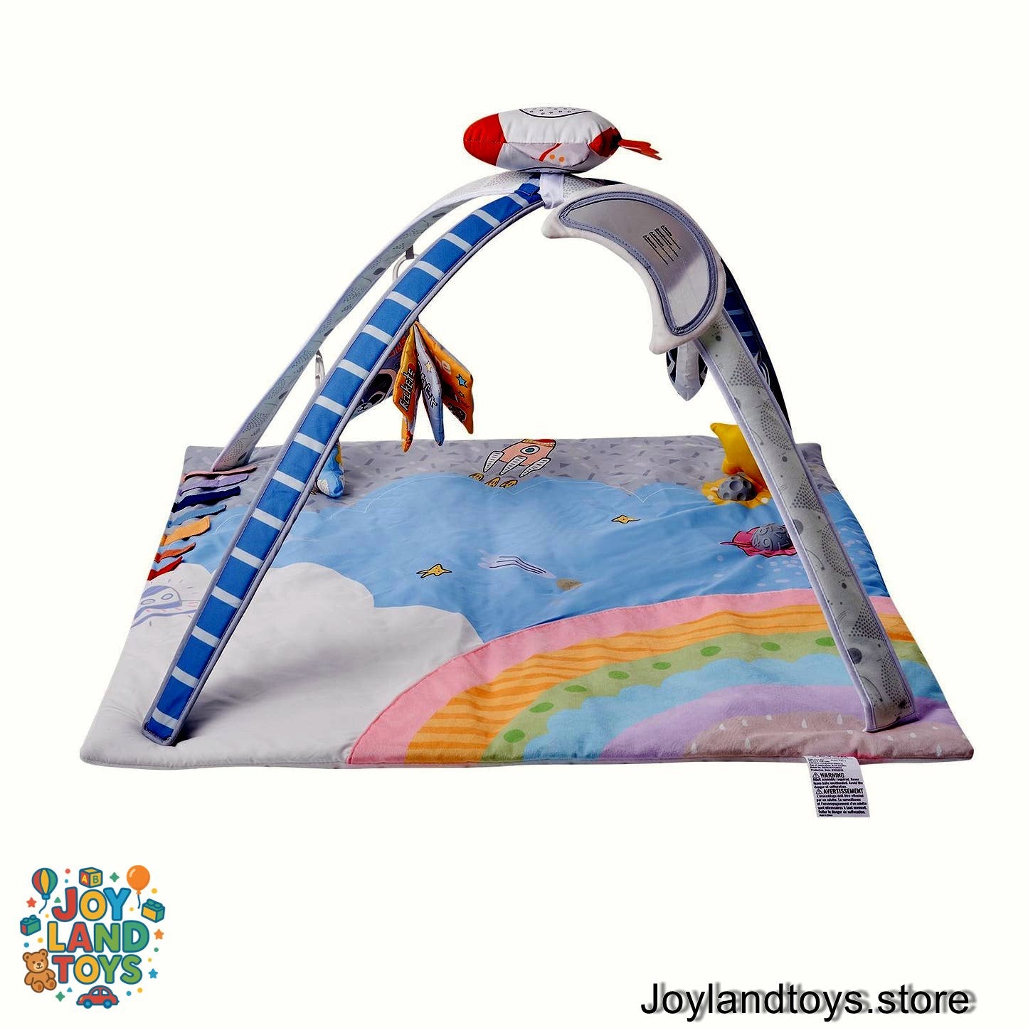 Joy Land Toys Baby Play Gym Mat – Tummy Time Activity Mat with 6 Sensory Toys