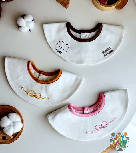 Joy Land Toys Cotton Baby Bib Set (3 Pcs) – Waterproof &amp; Stain-Resistant Infant Feeding Bibs