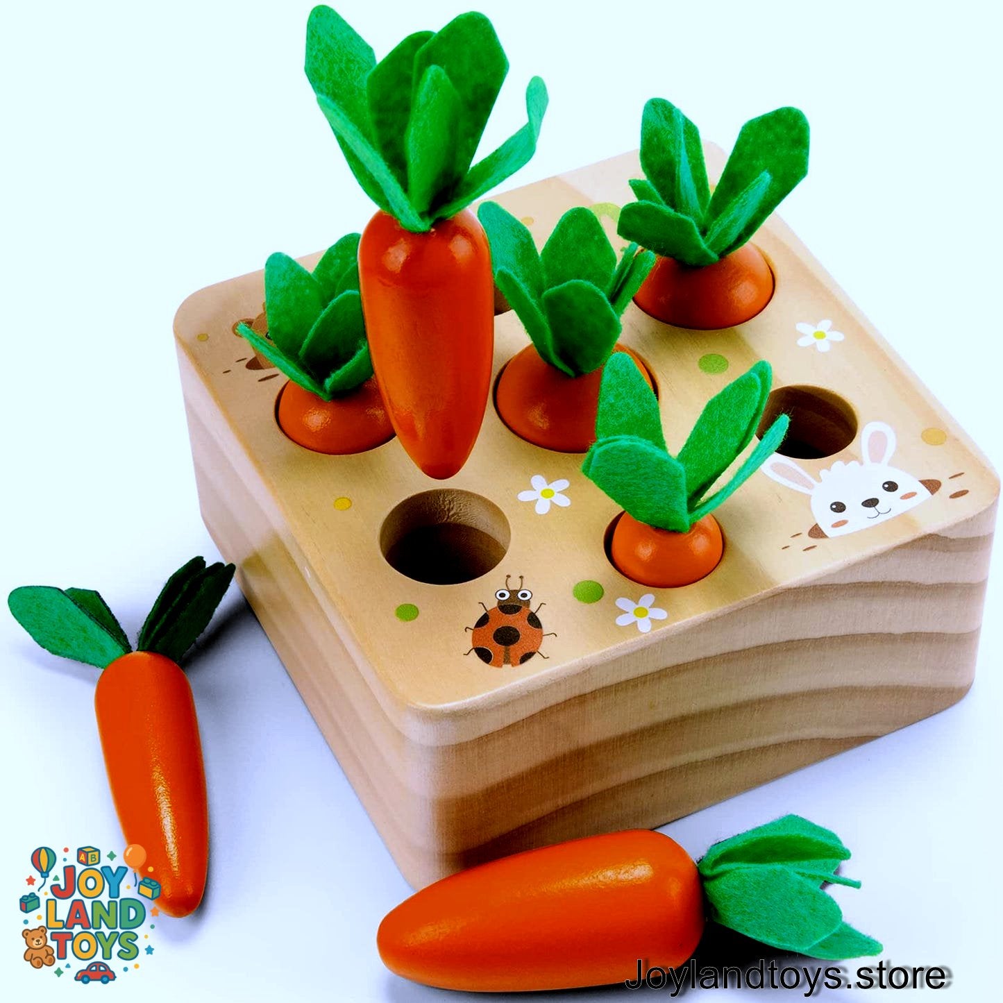 Joy Land Toys – Montessori Wooden Carrot Harvest Toy for Toddlers (Educational Sorting &amp; Matching Game