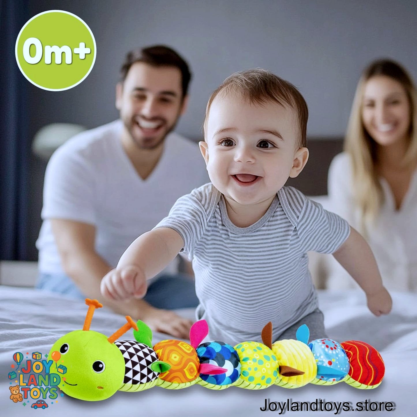 Joy Land Toys – 5-in-1 Musical Caterpillar Plush Toy | Sensory Rattle &amp; Teething Toy for Babies (0–12 Months)
