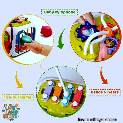 Joy Land Toys – Montessori Shape Sorter &amp; Sensory Baby Activity Cube (Educational Toy for 1–2 Year Olds)