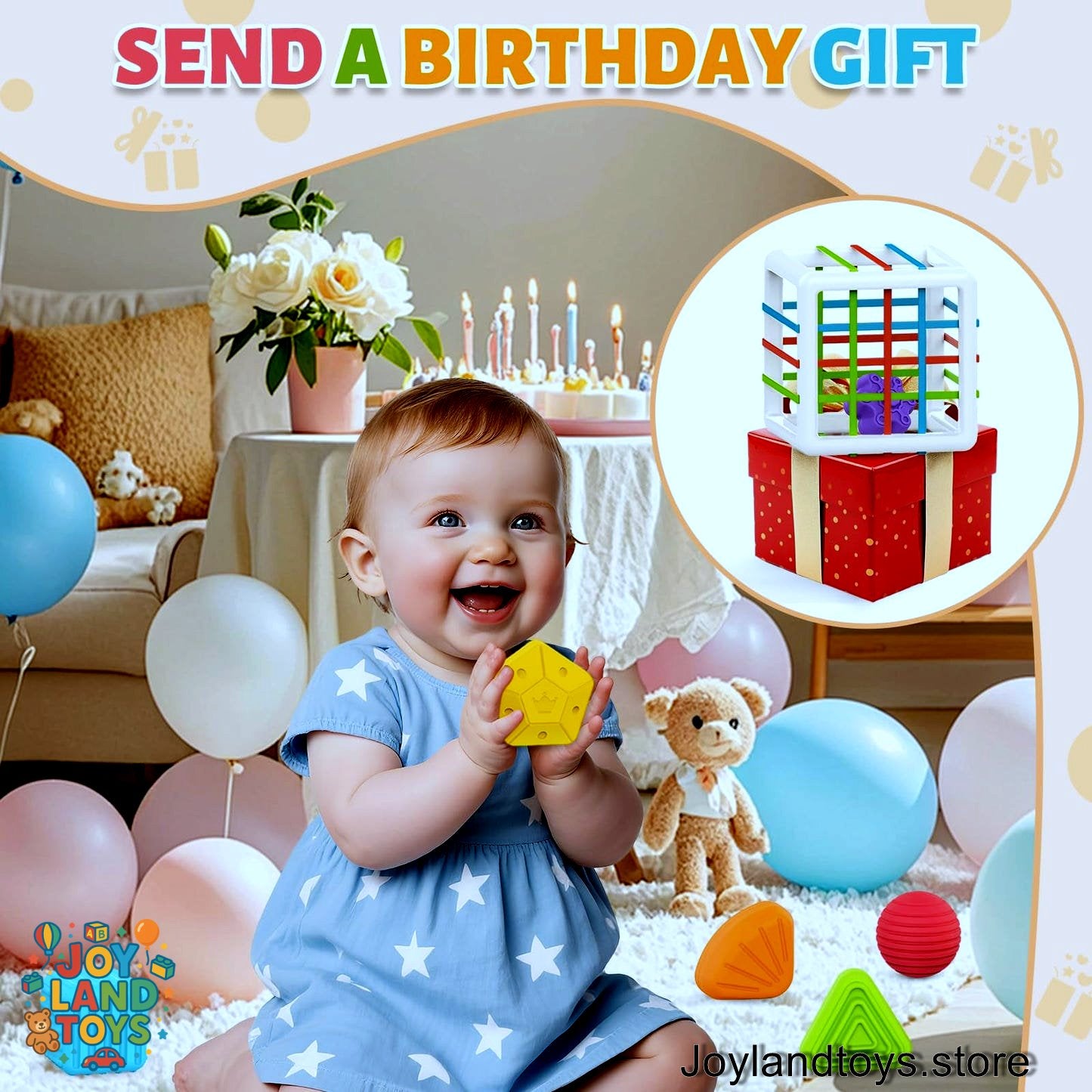 Joy Land Toys – Montessori Shape Sorter &amp; Sensory Baby Activity Cube (Educational Toy for 1–2 Year Olds)