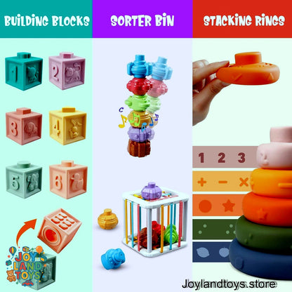 Joy Land Toys – 6-in-1 Montessori Baby Toy Set | Sensory, Teething &amp; Learning Toys for 6–36 Months
