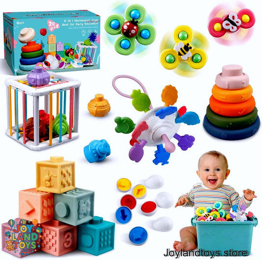 Joy Land Toys – 6-in-1 Montessori Baby Toy Set | Sensory, Teething &amp; Learning Toys for 6–36 Months