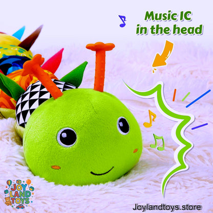 Joy Land Toys – 5-in-1 Musical Caterpillar Plush Toy | Sensory Rattle &amp; Teething Toy for Babies (0–12 Months)