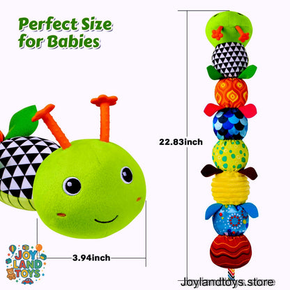 Joy Land Toys – 5-in-1 Musical Caterpillar Plush Toy | Sensory Rattle &amp; Teething Toy for Babies (0–12 Months)